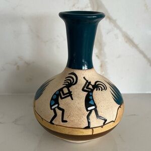 Vintage Kokopelli Fertility Flute Handmade Pottery Native American Folk Art